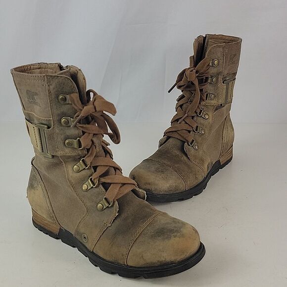 Sorel Major Carly Brown Leather Zip/Lace Up Women's Boots - Picture 3 of 15